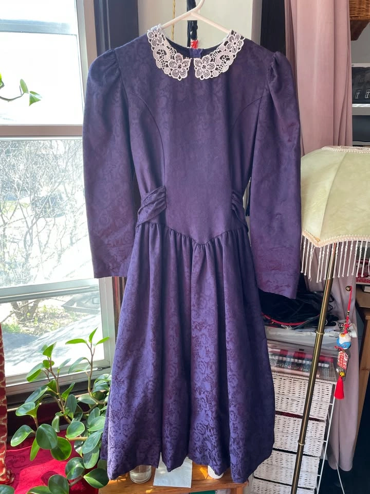 Lace-Collar Violet Dress, size S - photo 3
