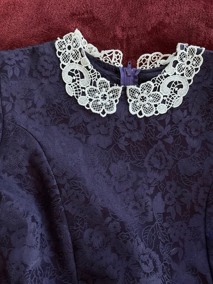 Lace-Collar Violet Dress, size S - photo 5