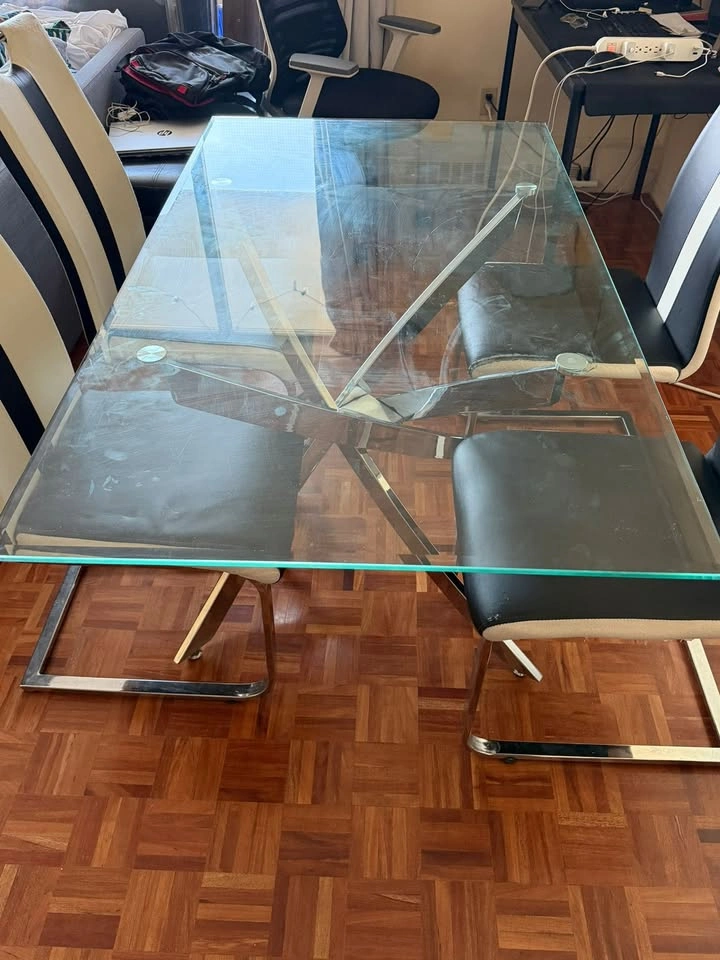 Dining Table Set (Rectangle glass table + 4 chairs) - photo 3