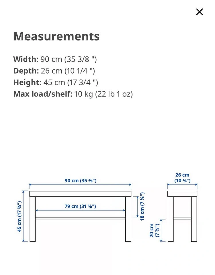 TV Bench — 90 × 26 × 45 cm — Black - photo 2