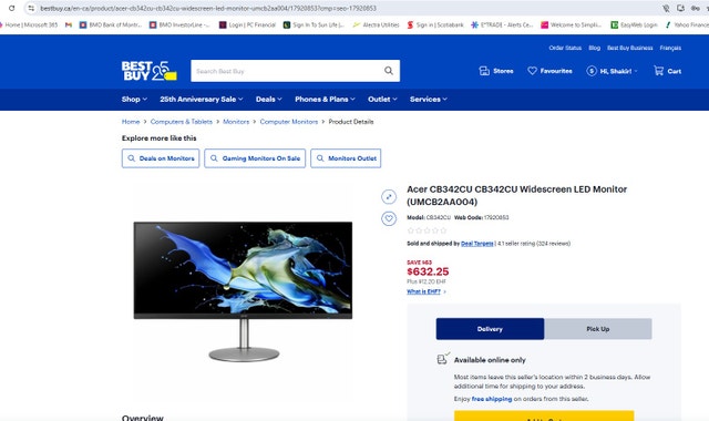 ACER Ultra Wide 34 inch QHD Computer Monitor - photo 2