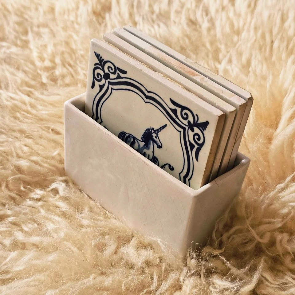 Vintage Unicorn Delft Holland Coaster Set - photo 2