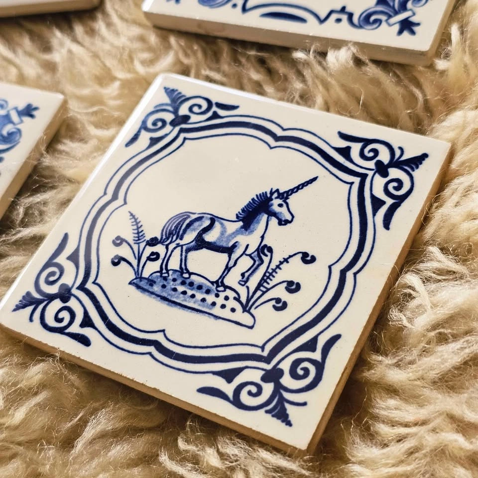 Vintage Unicorn Delft Holland Coaster Set - photo 4