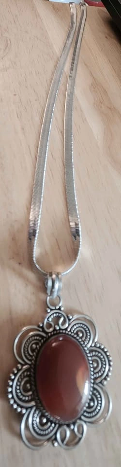 Silver Carnelian Pendant Necklace - photo 2