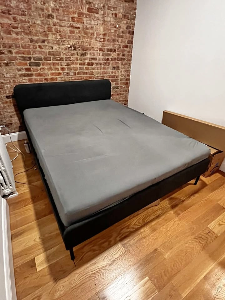 IKEA SLATTUM Upholstered Bed Frame - Queen, Dark Gray