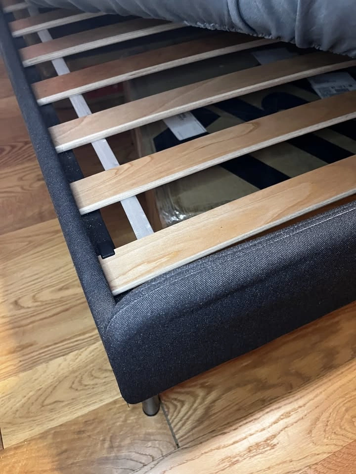 IKEA SLATTUM Upholstered Bed Frame - Queen, Dark Gray - photo 3