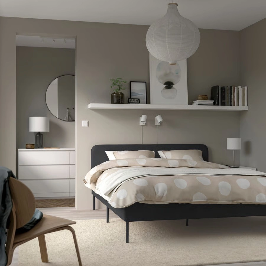 IKEA SLATTUM Upholstered Bed Frame - Queen, Dark Gray - photo 5