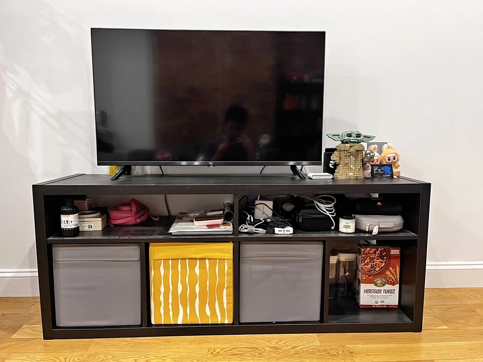 IKEA KALLAX TV Stand / Storage Unit + 3 DRÖNA Boxes – Black-Brow