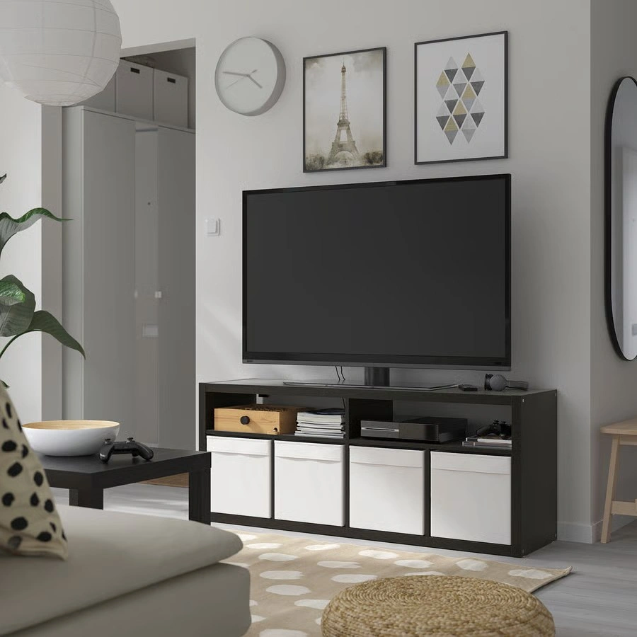 IKEA KALLAX TV Stand / Storage Unit + 3 DRÖNA Boxes – Black-Brow - photo 4