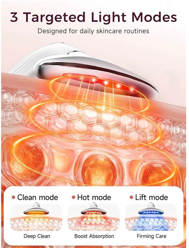 3 in 1 Neck and Face Massager Tool, Red Light Therapy - photo 2