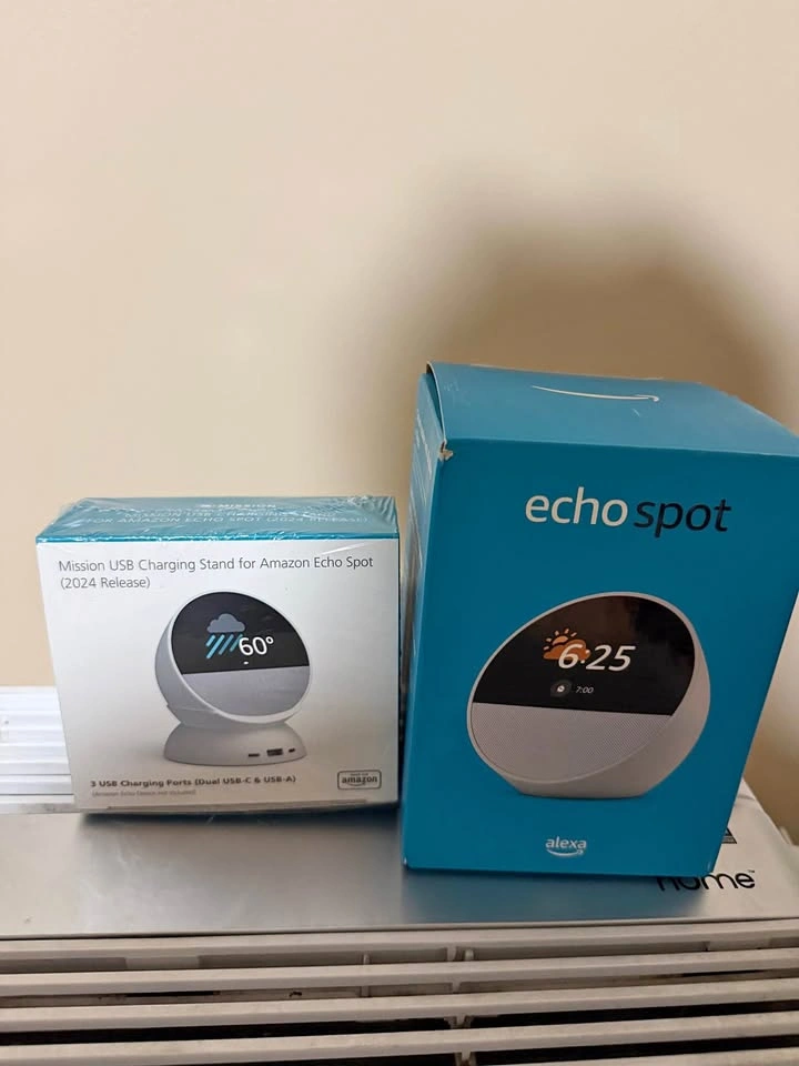 Amazon Echo Spot Stand with USB-C/A Ports