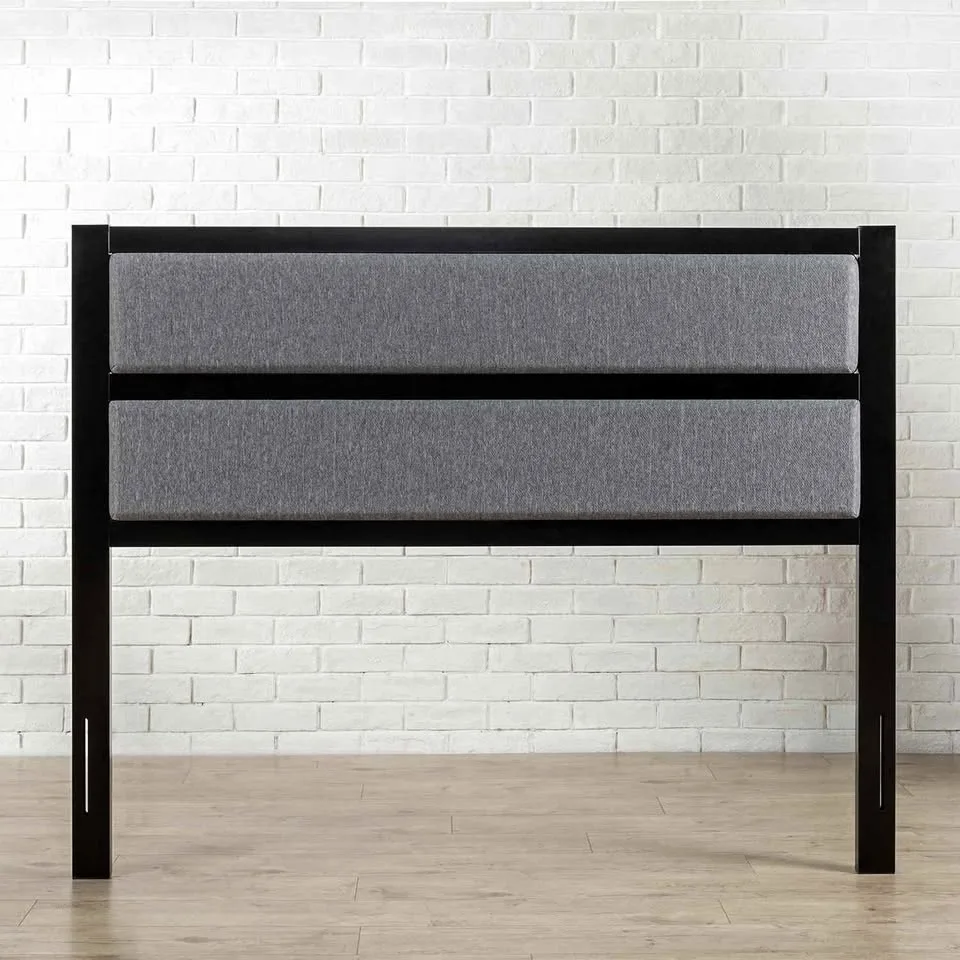 Zinus King Upholstered Metal Headboard, Grey, NEW thumbnail