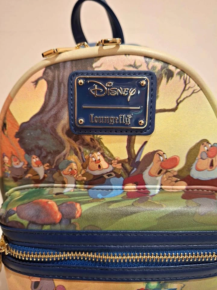 Loungefly Snow White & Seven Dwarfs Mini Backpack Purse Blue NWT