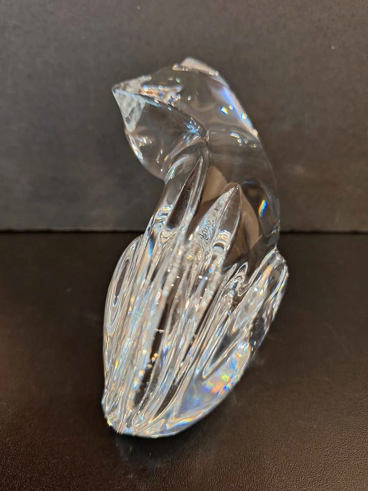 ADORABLE Waterford Crystal Art Glass Sitting Cat Paperweight Sig - photo 3