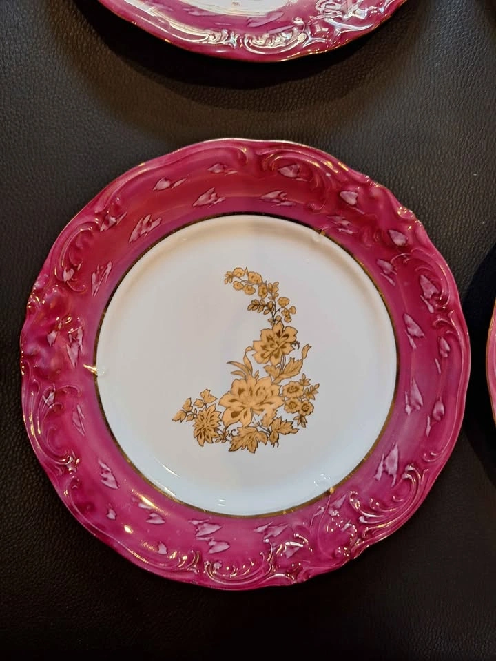 CHODZIEZ Pink Gold Floral China Plates - Set of 6 Dessert Plates - photo 2