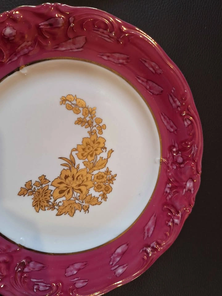 CHODZIEZ Pink Gold Floral China Plates - Set of 6 Dessert Plates - photo 3