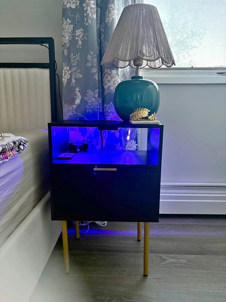 Smart Nightstand with LED Lighting and Built-in Charger