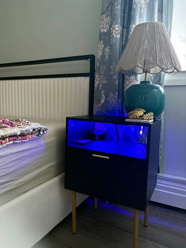 Smart Nightstand with LED Lighting and Built-in Charger - photo 2