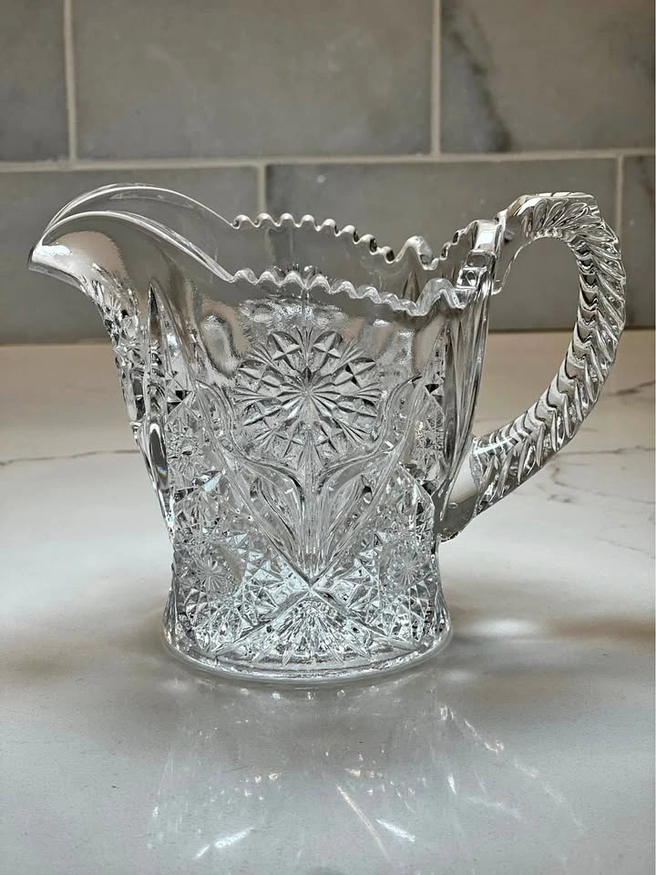 Vintage Imperial Glass Pitcher Creamer Cosmos EAPG 4.5"