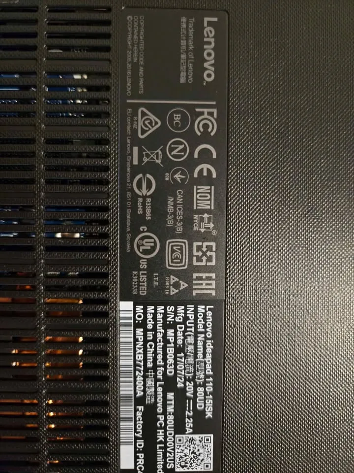 EUC Lenovo IdeaPad 110-151SK 15.6" Windows 10 Laptop image indicator(6)