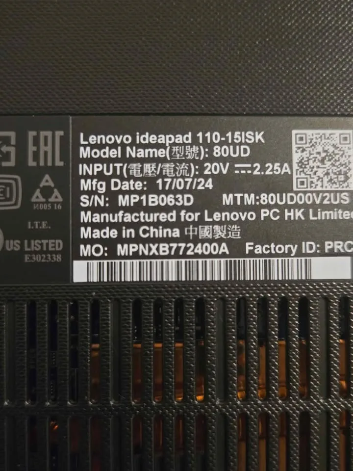 EUC Lenovo IdeaPad 110-151SK 15.6" Windows 10 Laptop image indicator(8)