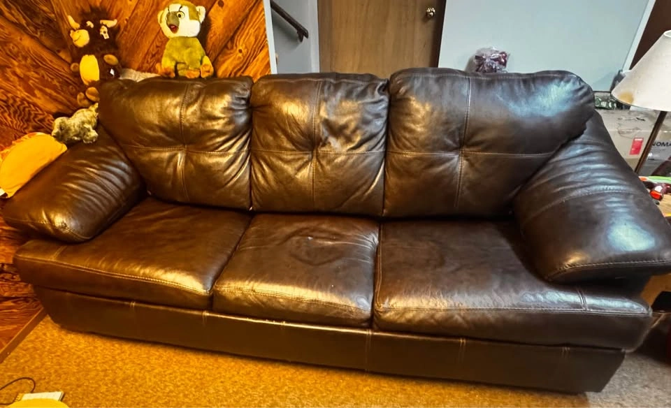 Brown leather couch set - photo 2