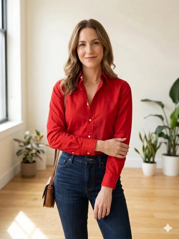 NWT Ralph Lauren Sport Red Long Sleeve Button Down Shirt Size 4