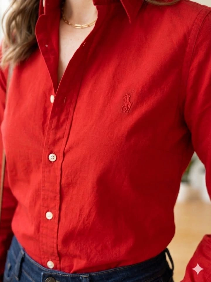 NWT Ralph Lauren Sport Red Long Sleeve Button Down Shirt Size 4 - photo 2