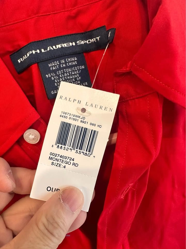 NWT Ralph Lauren Sport Red Long Sleeve Button Down Shirt Size 4 - photo 5