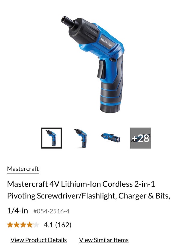 Mastercraft 4V Cordless Screwdriver & Flashlight Combo