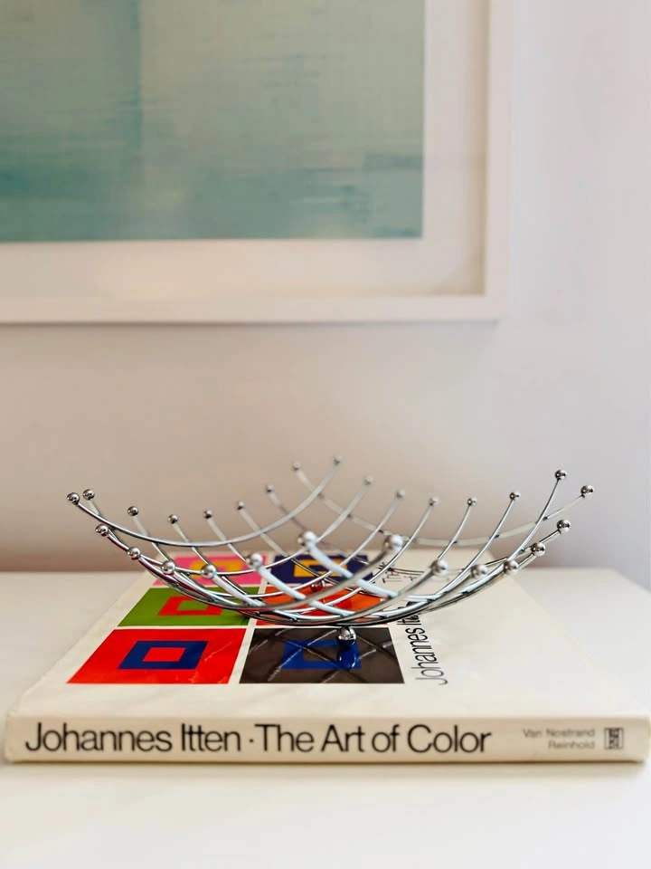 Vintage 90s IKEA Chrome Wire Fruit Bowl - Atomic Postmodern