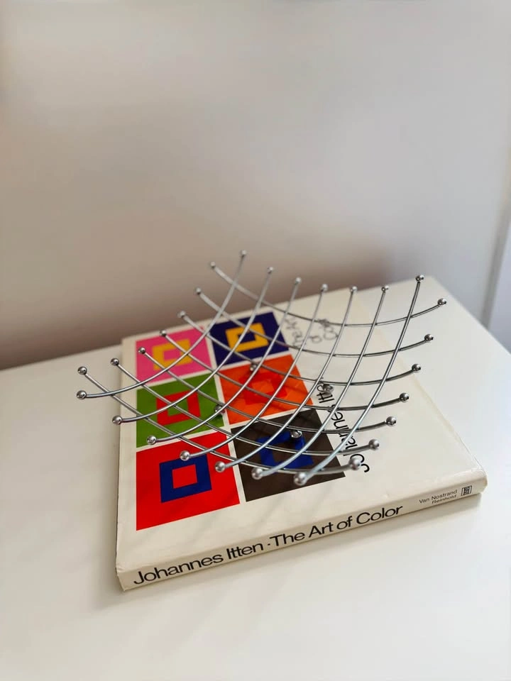Vintage 90s IKEA Chrome Wire Fruit Bowl - Atomic Postmodern - photo 2