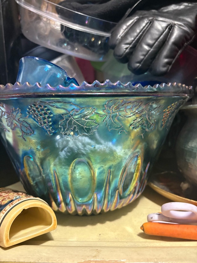 Carnival Glass Punch Bowl Set