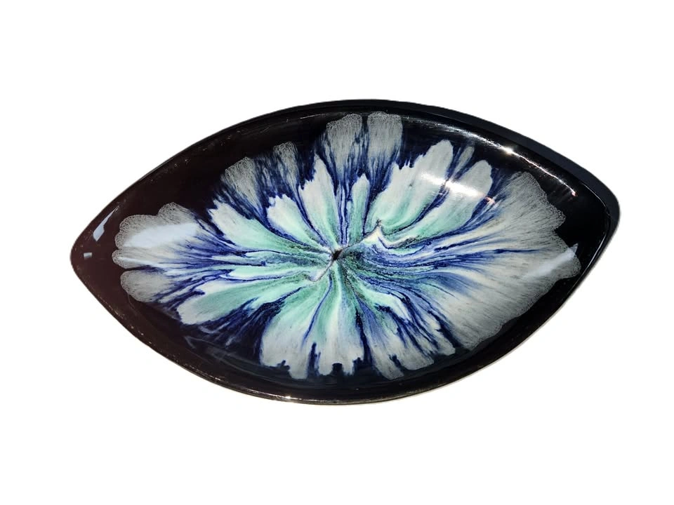 Vintage Canadian Beauceware Trinket Dish, Black Starburst Drip G