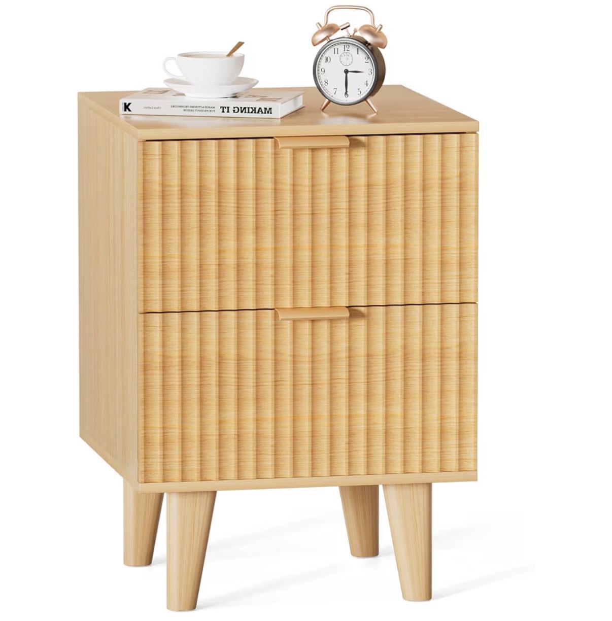 Fluted Nightstand with Storage - photo 2