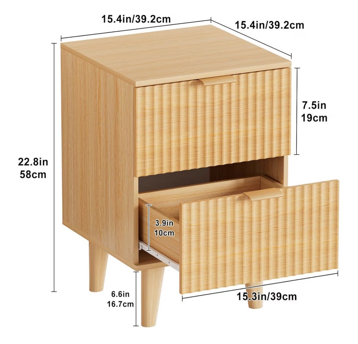 Fluted Nightstand with Storage - photo 3