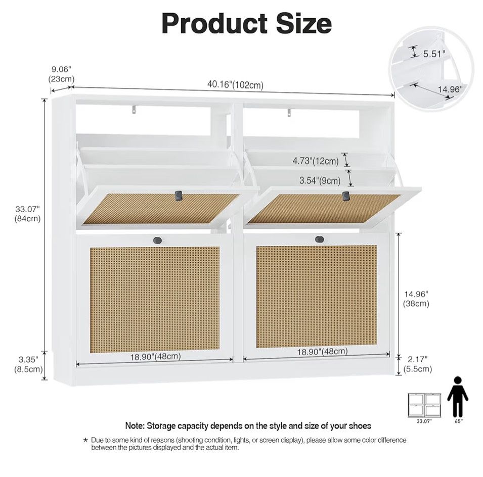 Large Natural Rattan Shoe Storage Cabinet