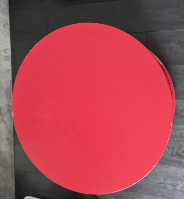 Red Round Coffee Table with Storage & Wheels - photo 2