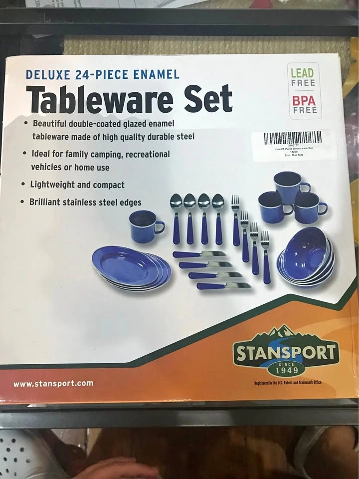 24 Piece Enamel Tableware Set