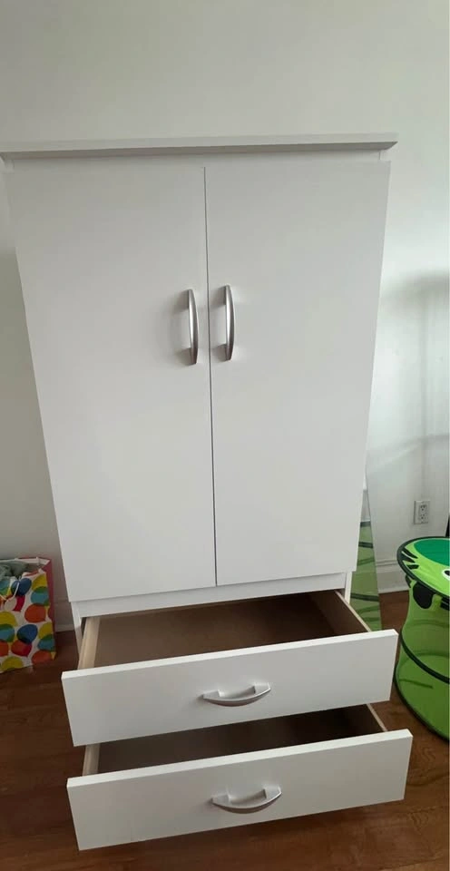 White Wardrobe Armoire 5ft tall 30w 20D Hanging Shelf Drawers - photo 4