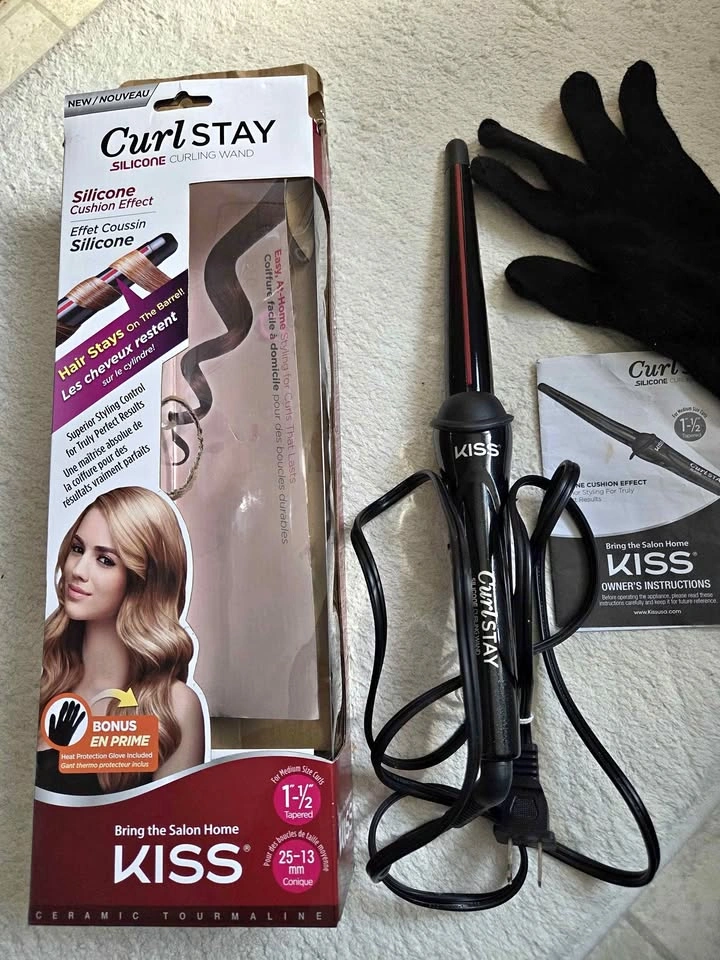 KISS Curl Stay Silicone Curling Wand (25-13mm) - NEW