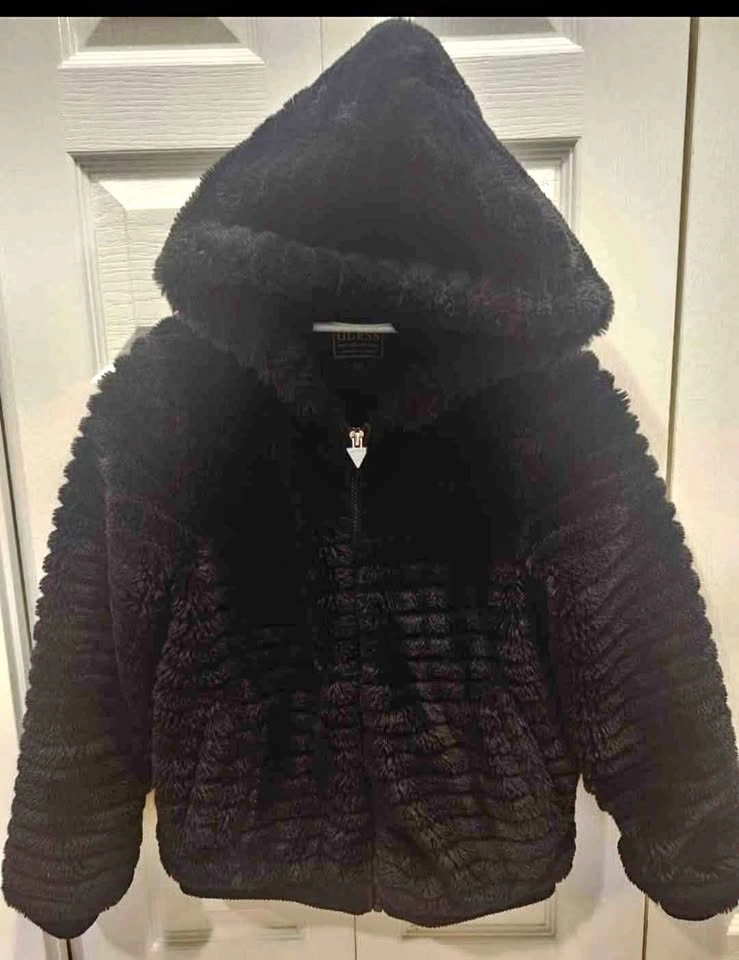Guess Girls Faux Fuzzy Coat Size 12