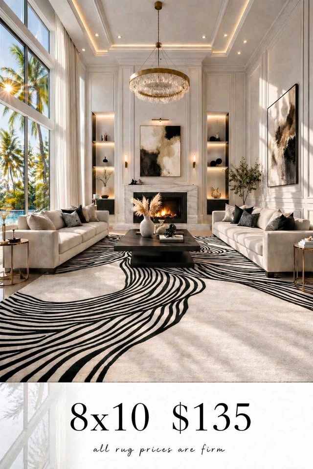 Zebra 🦓 Wave Rug - 8x10 ft
