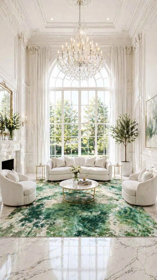 6x9 WASHABLE CREAM WATERCOLOR RUG