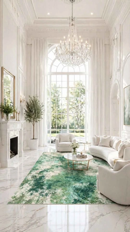 6x9 WASHABLE CREAM WATERCOLOR RUG - photo 2