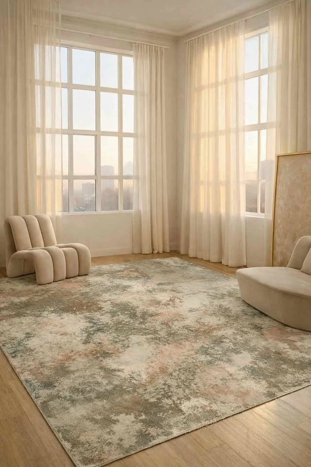 6x9 Washable Pistachio Cream Rug