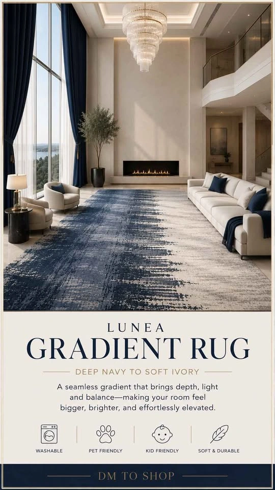 SOFT NAVY + IVORY WASHABLE RUG ✧ 9x12 - photo 2