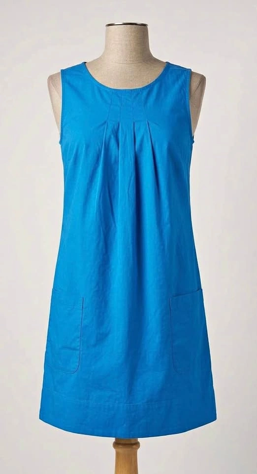 Blue Sleeveless A-Line Dress with Pockets XS