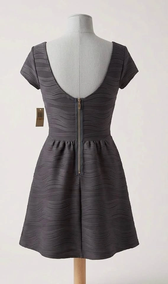 Grey Textured Fit and Flare Dress XS - photo 2