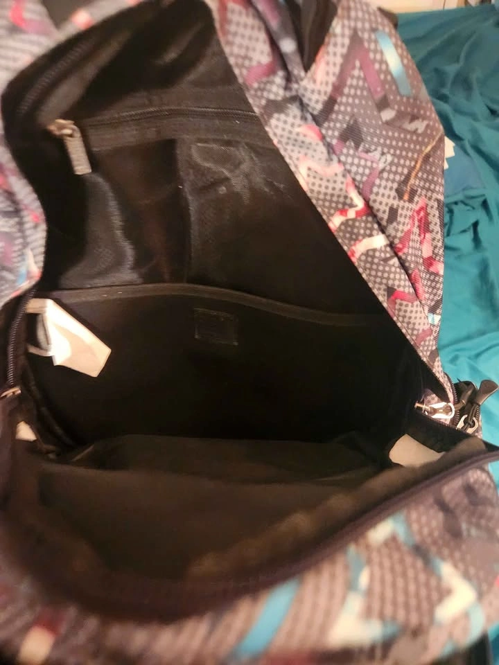 Roots Backpack Gray Pink Blue Geometric Pattern - photo 2